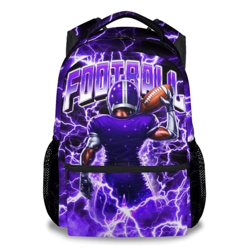 UNIKITTY Football Backpack for Boys 17 Inch Kids School Bookbags for Little Big Boys Teens Youth, Sports-Themed Back Pack for Team Elementary Middle School Students - color: Purple