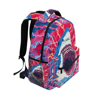 susiyo Cartoon Shark School Backpack Bookbag Lightweight College Back Pack Travel Camping Casual Daypack for Teens Girls Boys Women Men - color: Cartoon Shark