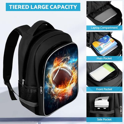 TILYTADLY School Backpack for Boys - American Football Boys Backpack for Kids Children Teens Elementary Middle School - Students Bag for Ages 6-18,17″Bookbag Multifunctional Large Capacity - color: American Football-04-backpack Only