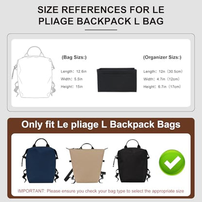 Purse Organizer Insert Compatible with Longchamp Le Pliage Energy L Backpack, Black/LB - color: Black, size: L Backpack
