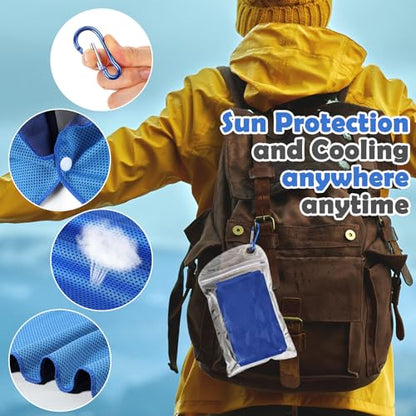8 Pack Cooling Hooded Towels Set Cooling Towels for Neck and Face Microfiber Soft Breathable Sweat Rags Ice Scarf for Hot Weather Gym, Sports, Camping, Workout, Running, Outdoor Activities
