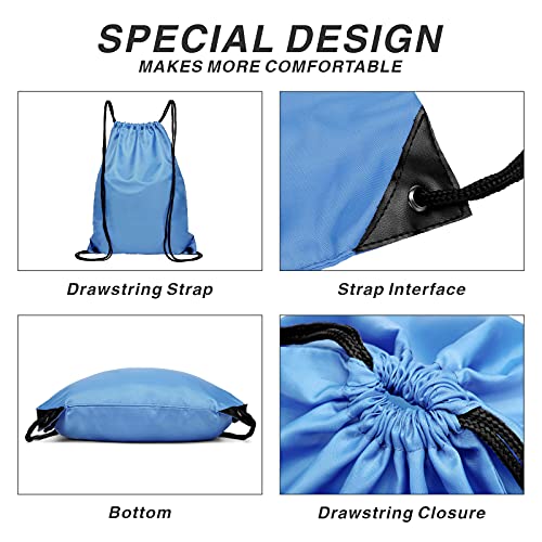 Drawstring Backpack Sports Water Resistant String Bag Sport Gym Sackpack for Women Men Large with Zipper, Baby Blue - color: Baby Blue