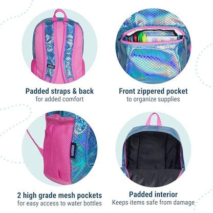 Wildkin 16-inch Kids Backpack – Durable, Padded & Spacious School Bag for Boys & Girls - Mermaid Scales - color: Mermaid Scales