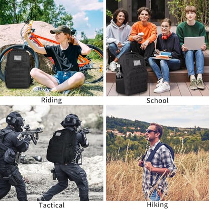 TBNBO Small Military Tactical Backpack for Men, Travel Hiking Black Backpack with Bottle Holder on Both Sides, 25L Laptop Backpack for Work, Men's Assault Bag Back Pack - color: 25lblack