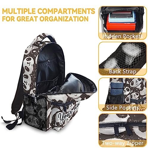 Personalized Panda Backpack for Girls Boys, 16 Inch Panda Theme Bookbag with Adjustable Straps, Durable, Lightweight, School Bag with Large Capacity - color: Panda2-1