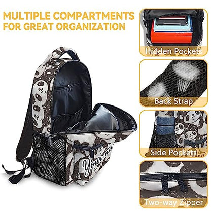 Personalized Panda Backpack for Girls Boys, 16 Inch Panda Theme Bookbag with Adjustable Straps, Durable, Lightweight, School Bag with Large Capacity - color: Panda2-1