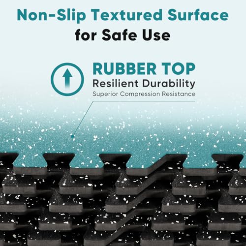 NEWBULIG Interlocking Foam/Rubber Floor Tiles, Gym Flooring for Home Gym Mat 24 inch Long, 1/2 Inch Thick, Foam/Rubber Mats for Floor, Garage, Workout Space, Non-Slip，6/12/36 pcs