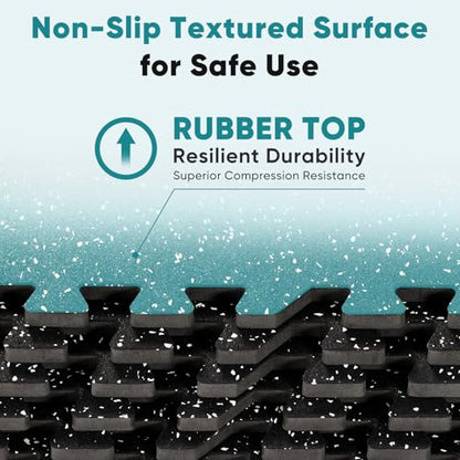 NEWBULIG Interlocking Foam/Rubber Floor Tiles, Gym Flooring for Home Gym Mat 24 inch Long, 1/2 Inch Thick, Foam/Rubber Mats for Floor, Garage, Workout Space, Non-Slip，6/12/36 pcs