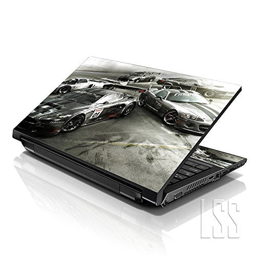 LSS 15-15.6" Laptop Sleeve Bag with Matching Laptop Skin Sticker & Mouse Pad Combo | Carrying Case for 14" 15" 15.6" - Racing Cars - color: Racing Cars, size: 15 inch