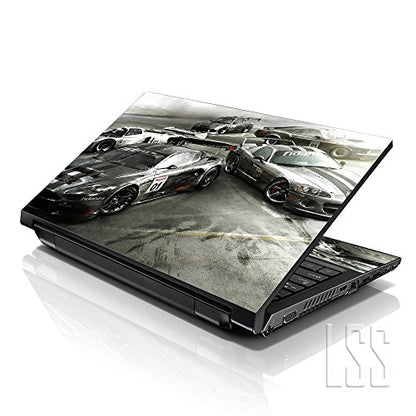 LSS 15-15.6" Laptop Sleeve Bag with Matching Laptop Skin Sticker & Mouse Pad Combo | Carrying Case for 14" 15" 15.6" - Racing Cars - color: Racing Cars, size: 15 inch