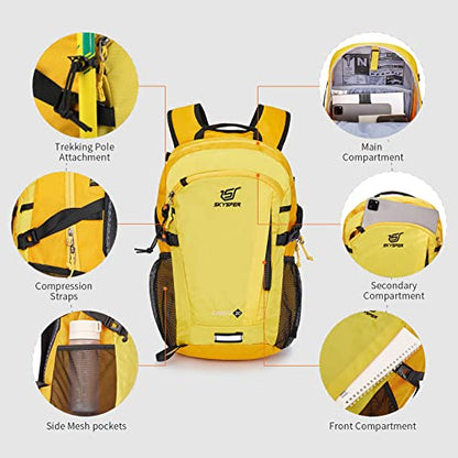 SKYSPER Small Hiking Backpack, 20L Lightweight Travel Backpacks Hiking Daypack for Women Men - color: Lantc20-yellow, size: 20l
