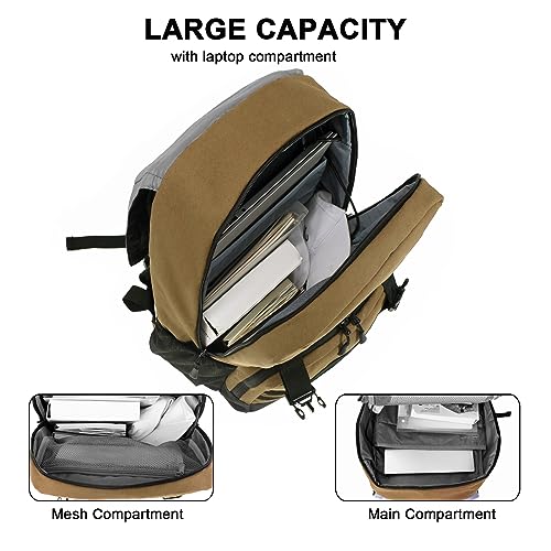 WOLT Laptop Backpack with USB Charging Port Fits Up to 17 Inch Laptop, College Backpack for Men Women, Computer Business Bookbag, Brown - color: Brown