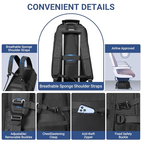 17.3 Inch gym backpack with Shoe Compartment,60L Water Resistant Anti Theft Backpacks with USB Charging Port, Airline Approved Carry on Bag Multiple Compartments,for Men Women Travel - size: 17.3 inch Travel Backpack