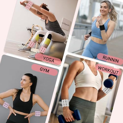 Ankle and Wrist Weights for Women & Men, Adjustable Arm & Leg Weights Set of 2 (1 lb/2 lb Each) Soft Silicone Weighted Bands Weighted Bracelet for Pilates Yoga Dance Walking Running Swimming Water Pool Home Gym Fitness Workout Jogging Gymnastics Aerobics