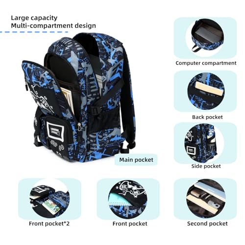 mezhsa Boys School Backpack Kids Bookbag Elementary Middle Durable Waterproof Bags - color: 1blue