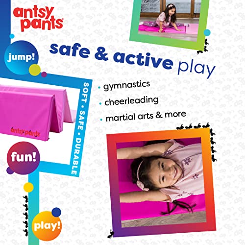 Antsy Pants Tumbling Mat for Kids – Gymnastics Mat, Easy to Clean, Sturdy, Foldable Tumbling Mats, Padded, Lightweight, Portable, Gymnastics Equipment for Active Play - color: Pink Ombre