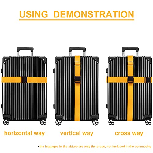 Luggage Straps for Suitcases TSA Approved Travel Belt 4 Pack by Chelmon (Yellow) - color: Yellow