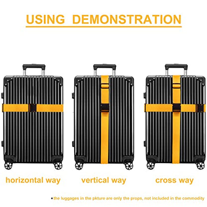 Luggage Straps for Suitcases TSA Approved Travel Belt 4 Pack by Chelmon (Yellow) - color: Yellow