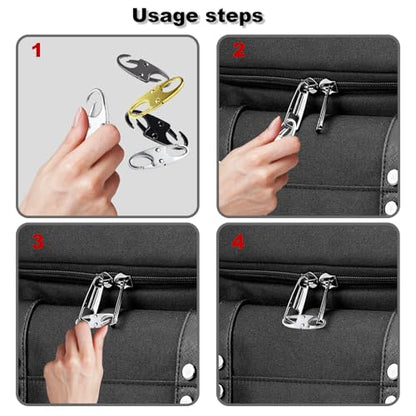 Zipper Clips Anti Theft, Double Opening Small S Carabiner, Zipper Pull Replacement, for Backpack Purse Luggage Suitcase - color: Black + Gray