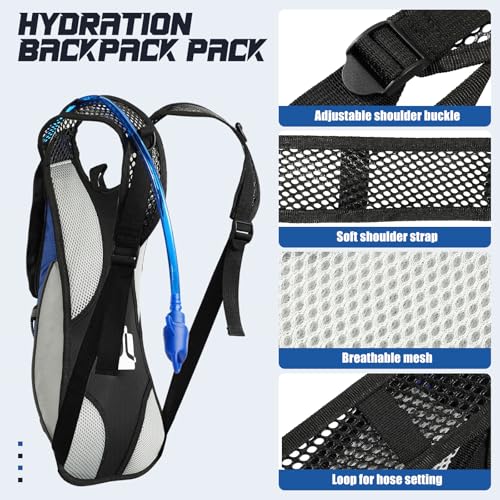 Buryeah 5 Pcs Hydration Backpack Pack with 5 Pcs 2l Water Bladder Lightweight Water Backpack for Men Women Running Cycling Biking Climbing Hiking, Hydro Pack for Adults