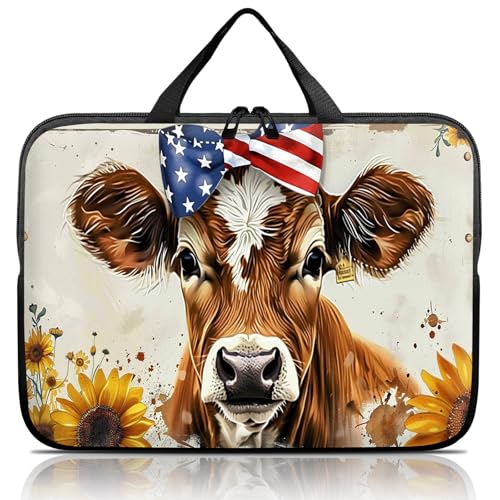 14 15 15.4 15.6 inch Laptop Handle Bag Computer Bag, Pouch Holder Notebook Sleeve Cover Soft Case Compatible for Dell,Lenovo,Toshiba HP, Asus Notebook-Cute Cow - color: Cute Cow