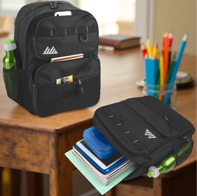 Summit Ridge Travel Backpack for Men and Women, Spacious Work Daypack with Water Bottle Pockets (Black) - color: Black