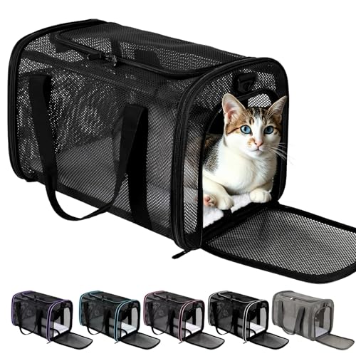 Cat Carrier, Soft-Sided Pet Carrier Bag, Breathable Mesh, Black (Black, 20 * 13 * 13) - color: black, size: 20*13*13