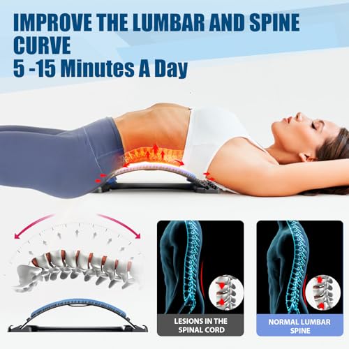 LMSEP Back Stretcher for Lower Back Pain Relief, Multi Level Back Cracker Board for Herniated Disc, Scoliosis, Spine Decompression, Back Cracking Device, Upper and Lower Back Stretcher