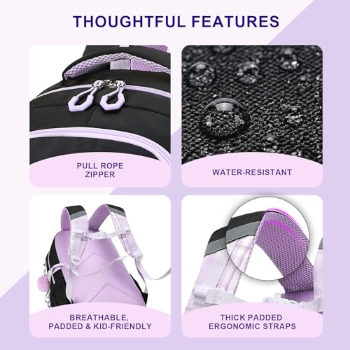 Bluboon Kids Backpack Boys Camo Bookbag Teens Elementary School Bag Daypack Travel Back Pack Middle school (Purple Black) - color: Purple Black