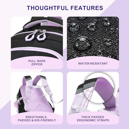 Bluboon Kids Backpack Boys Camo Bookbag Teens Elementary School Bag Daypack Travel Back Pack Middle school (Purple Black) - color: Purple Black