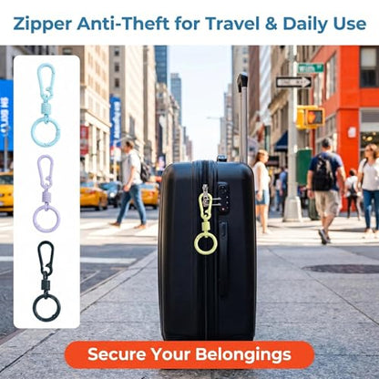 Anti-Theft Zipper Clips 6 Pcs, 6 Colors - Durable Zinc Alloy Locking Carabiners for Travel & Backpack Security, Universal Fit, Multi-Use