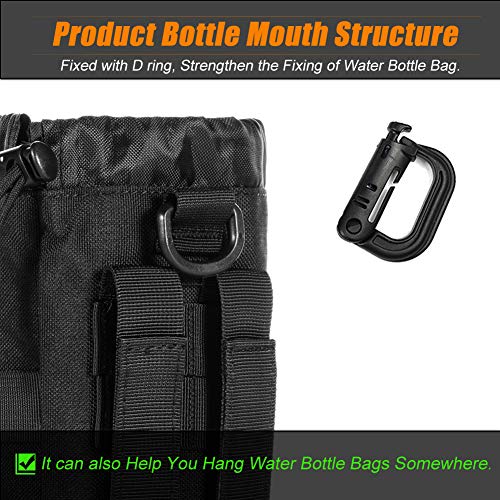 Upgraded Tactical Drawstring Molle Water Bottle Holder Tactical Pouches - color: Black+Green