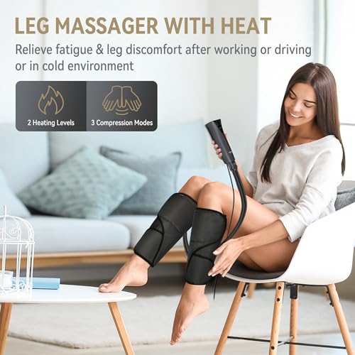 FIT KING Air Compression Leg Massager with Heat - Great Gift for Wife Mom Dad