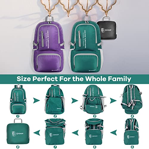 ZOMAKE Lightweight Packable Backpack, 35L Light Foldable Hiking Backpacks Water Resistant Collapsible Daypack for Travel(Dark Green) - color: Dark Green