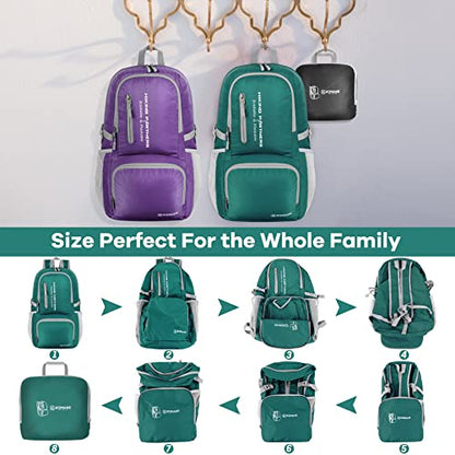 ZOMAKE Lightweight Packable Backpack, 35L Light Foldable Hiking Backpacks Water Resistant Collapsible Daypack for Travel(Dark Green) - color: Dark Green