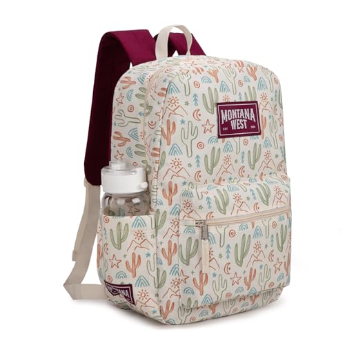 Montana West Backpack for Women Men 2 PCS Lightweight College Bookbags Casual Daypack Backpacks for Commute & Travel - color: Western Beige