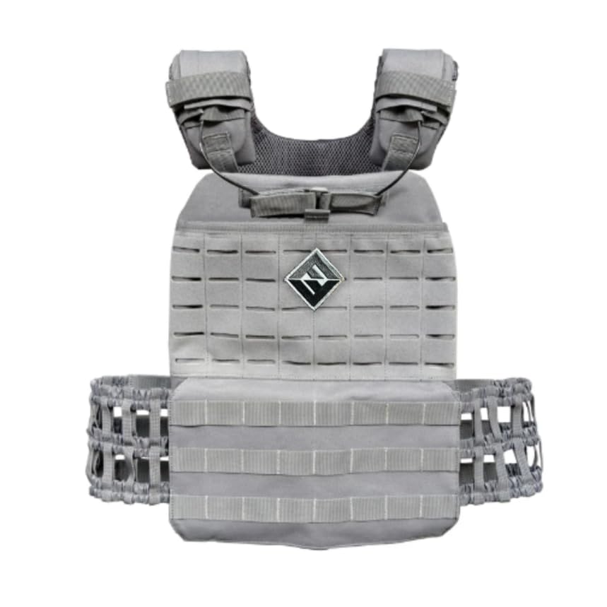 F&F STEEL Adjustable Weighted Vest & Plates - Strength, Edurance, Running, Hiking, Rucking, Fitness WODs - color: Gray Vest