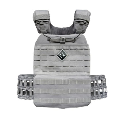 F&F STEEL Adjustable Weighted Vest & Plates - Strength, Edurance, Running, Hiking, Rucking, Fitness WODs - color: Gray Vest