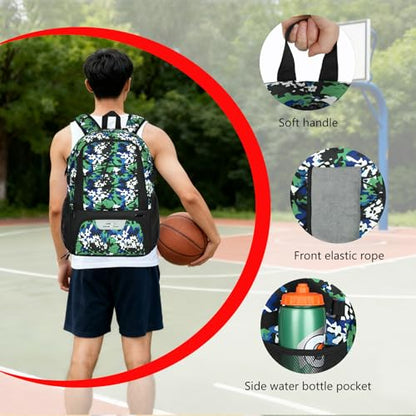 Goloni 40L Basketball Bag,Large Basketball Backpack with Ball Compartment & Shoe Compartment,Backpack for Soccer,Volleyball - color: Camouflage green