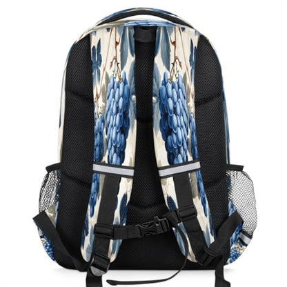 Watercolour Beautiful Grapes Backpack with Chest Strap Reflective Lightweight Travel Hiking Backpack for Men Women Waterproof Daypack Back Pack for Commute Camping