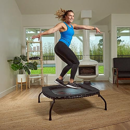 Sunny Health & Fitness Springless Mini Fitness Trampoline – Premium Adjustable Bungee-Style Indoor/Outdoor Exercise Rebounder for Quieter and Safer Workouts - size: 40 Inch