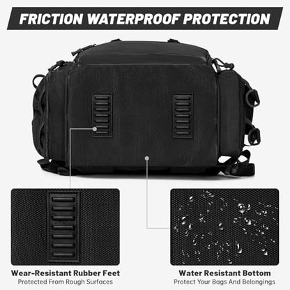 40L Fishing Backpack Water Resistant Fishing Tackle Bag with 2 Rod Holders, Tackle Storage Bag for Anglers(Black,Bag Only) - color: Black