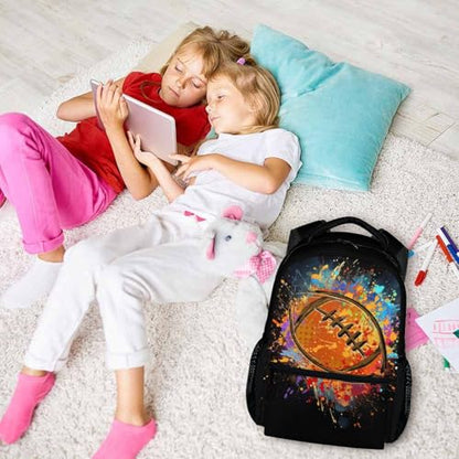 Boys School Backpack Kids Football Backpacks Bookbag Back to School Supplies, Black Large Capacity Cool Sport Back Pack for Kindergarten Elementary Middle (17 Inches) - color: Color 2