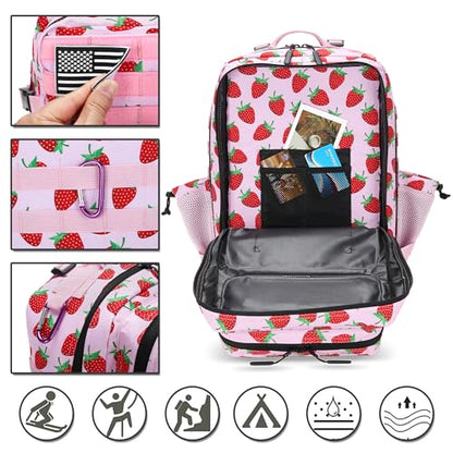 Lovelinks21 45L Tactical Assault Backpack 3 day assault pack with Molle Waterproof backpack Rucksack for Tactical Backpacks (Strawberry) - color: Strawberry