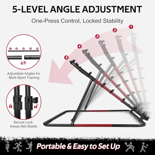 VAVOSPORT Volleyball Rebounder Net 40"x40" – Adjustable Angles Bounce Back Training Equipment for Volleyball, Baseball, Softball & Lacrosse, Durable, Portable, Easy Setup for Indoor & Outdoor Practice