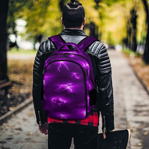 Laptop Backpack Purple Lightning, Work Backpack with Breathable Shoulder Straps for Office Commute - color: Pattern (264)