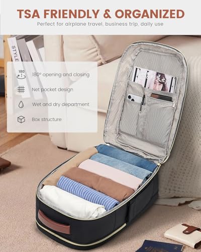 LOVEVOOK Travel Backpack For Women, 40L Carry On Backpack Flight Approved, TSA Personal Item Backpack Travel Bag Fit 17 Inch Laptop, Business Weekender Overnight Waterproof Daypack with 2 Cubes - color: Navy-light Blue-black, size: 40l-17.3 Inch-3pcs