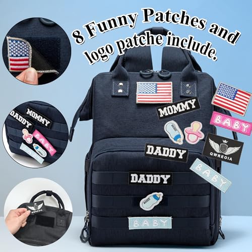 Diaper Bag Backpack for Dad and Mom with USB Charging Port Stroller Straps and Insulated Pocket,army military Travel Nappy Backpack for Daddy/Mommy (Navy) - color: Navy