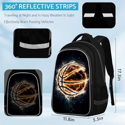 TILYTADLY School Backpack for Boys - Basketball Boys Backpack for Kids Children Teens Elementary Middle School - Students Bag for Ages 6-18,17″Bookbag Multifunctional Large Capacity - color: Basketball-05-backpack Only