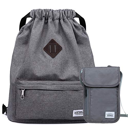 KAUKKO Drawstring Sports Backpack Gym Yoga Bag Shoulder Rucksack for Men and Women(1031-GRAY2PC) - color: 31-grey(2pc)